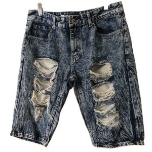 Trillnation Denim Shorts  Men's Size 34 Distressed Acid Washed Ripped  5 Pocket